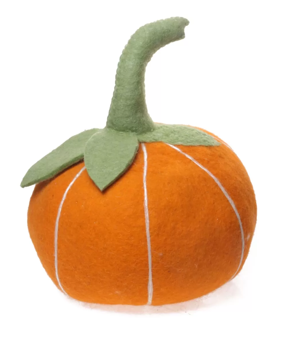 De Kulture Handmade Premium Wool Felt Large Pumpkin Eco Friendly Needle Felted Stuffed Halloween Ornament Ideal for Home Office Party Decoration Holiday Décor,10 x 11 (DH) Inches